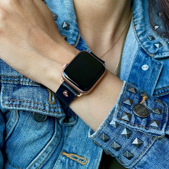 18mm Black Vegan Leather Strap Apple iWatch Band